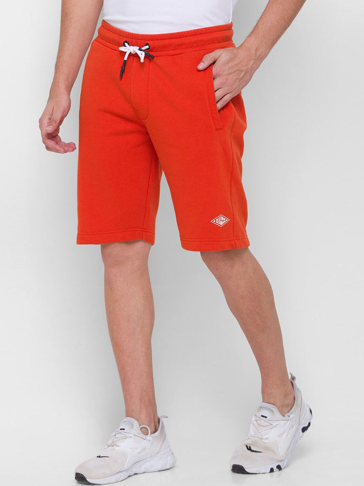 Being Human Men Orange Low-Rise Sports Shorts