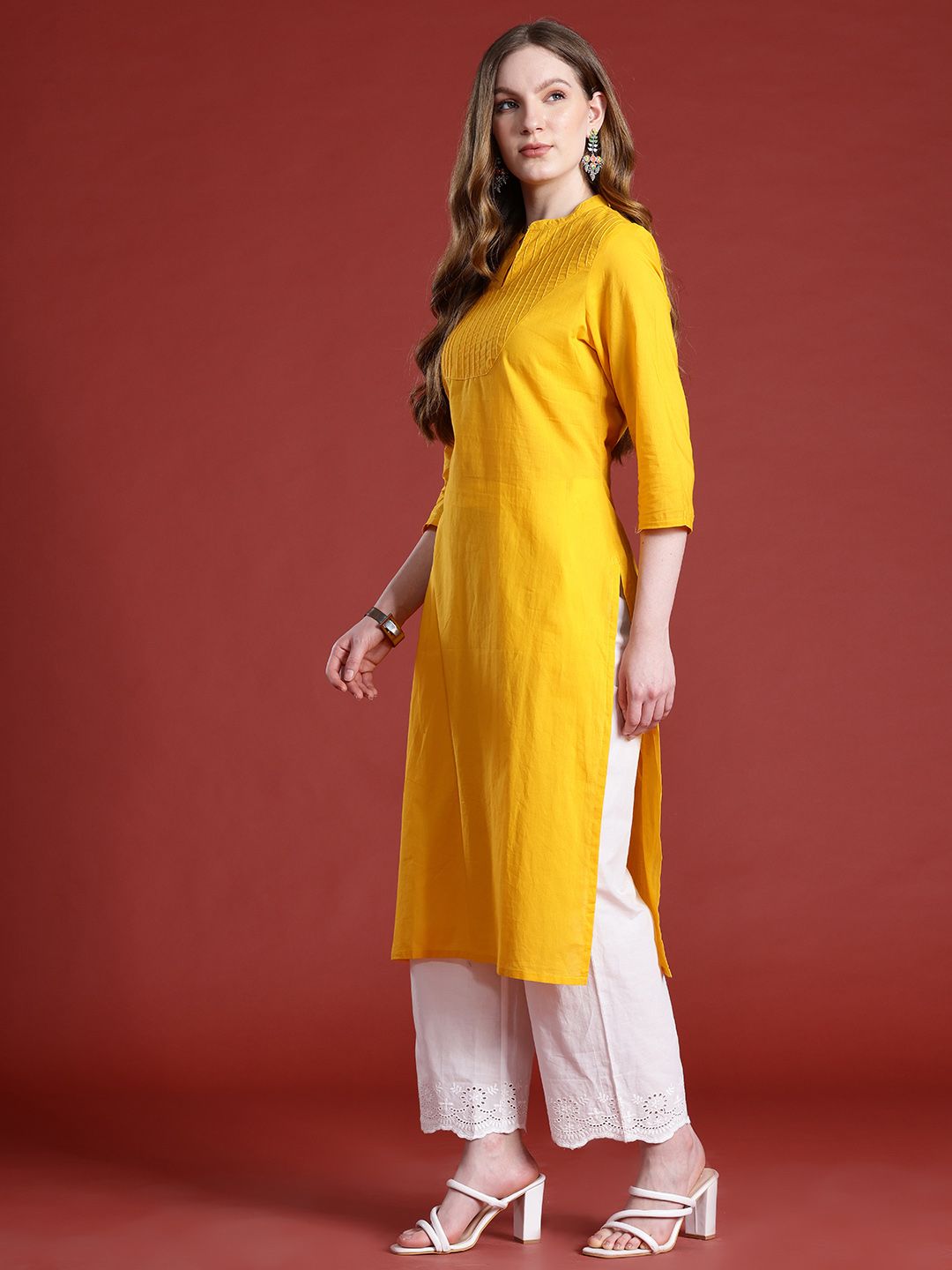 Anouk Cotton Pleated Straight Kurta