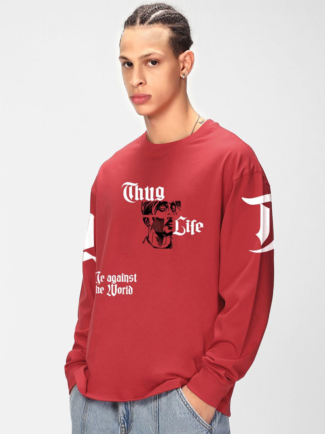 Bewakoof Pure Cotton Typography Printed Round Neck Oversized T-shirt