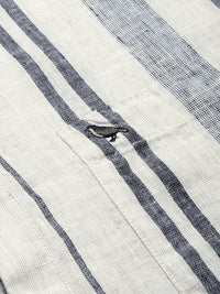 Mr Bowerbird Men White & Black Liberal Fit Striped Casual Shirt