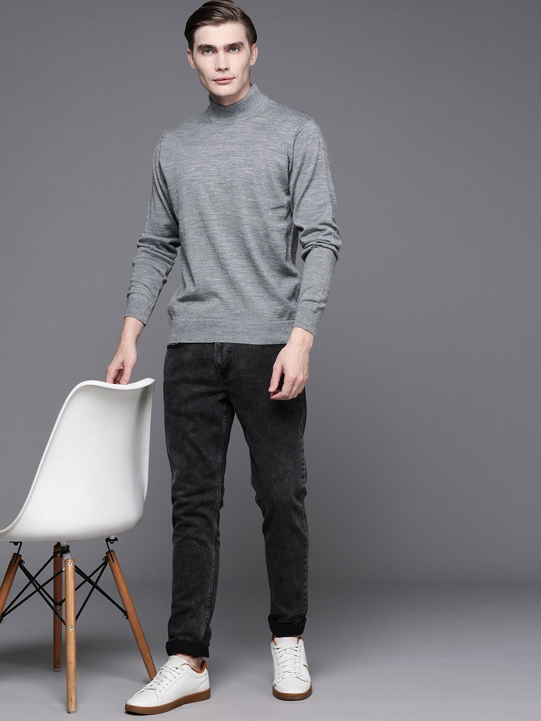 Raymond Men Solid High Neck Pullover