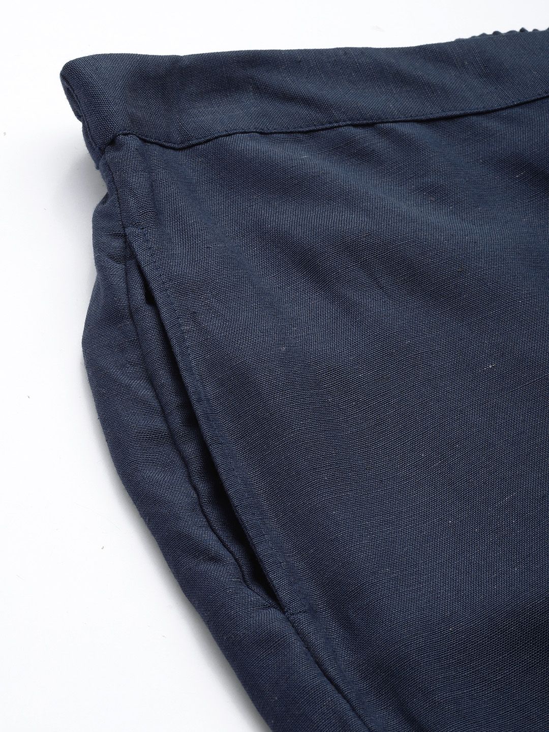 Global Desi Women Navy Blue Regular Fit Solid Regular Trousers