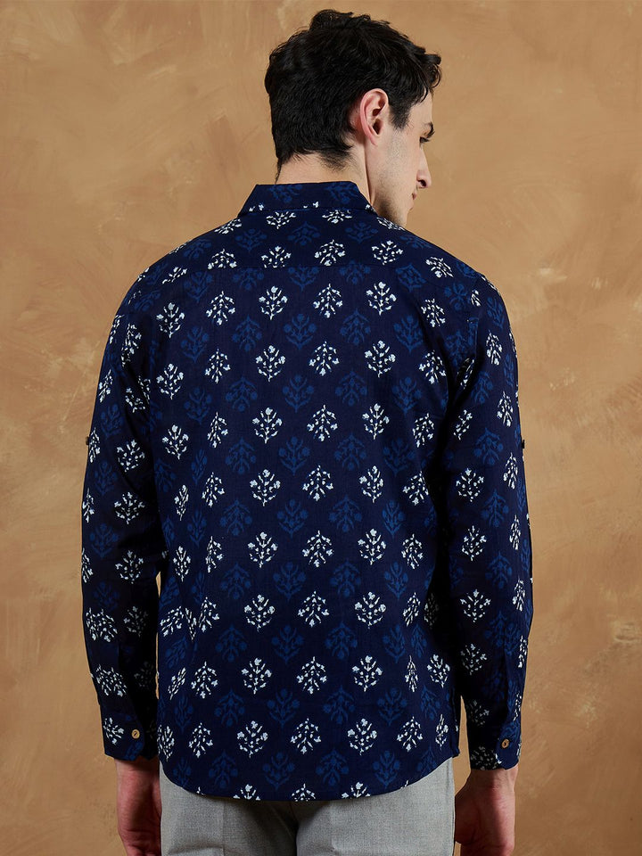 DENNISON Men Blue Regular Fit Printed Casual Shirt