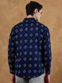 DENNISON Men Blue Regular Fit Printed Casual Shirt