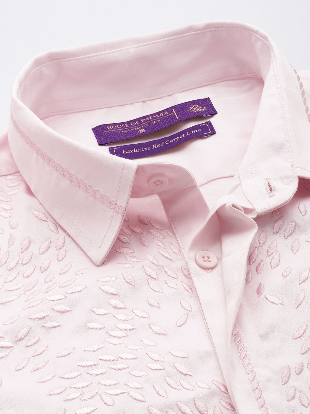 House of Pataudi Self Design Pure Cotton Opaque Party Shirt