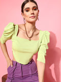 STREET 9 Lime Green Crepe Crop Top
