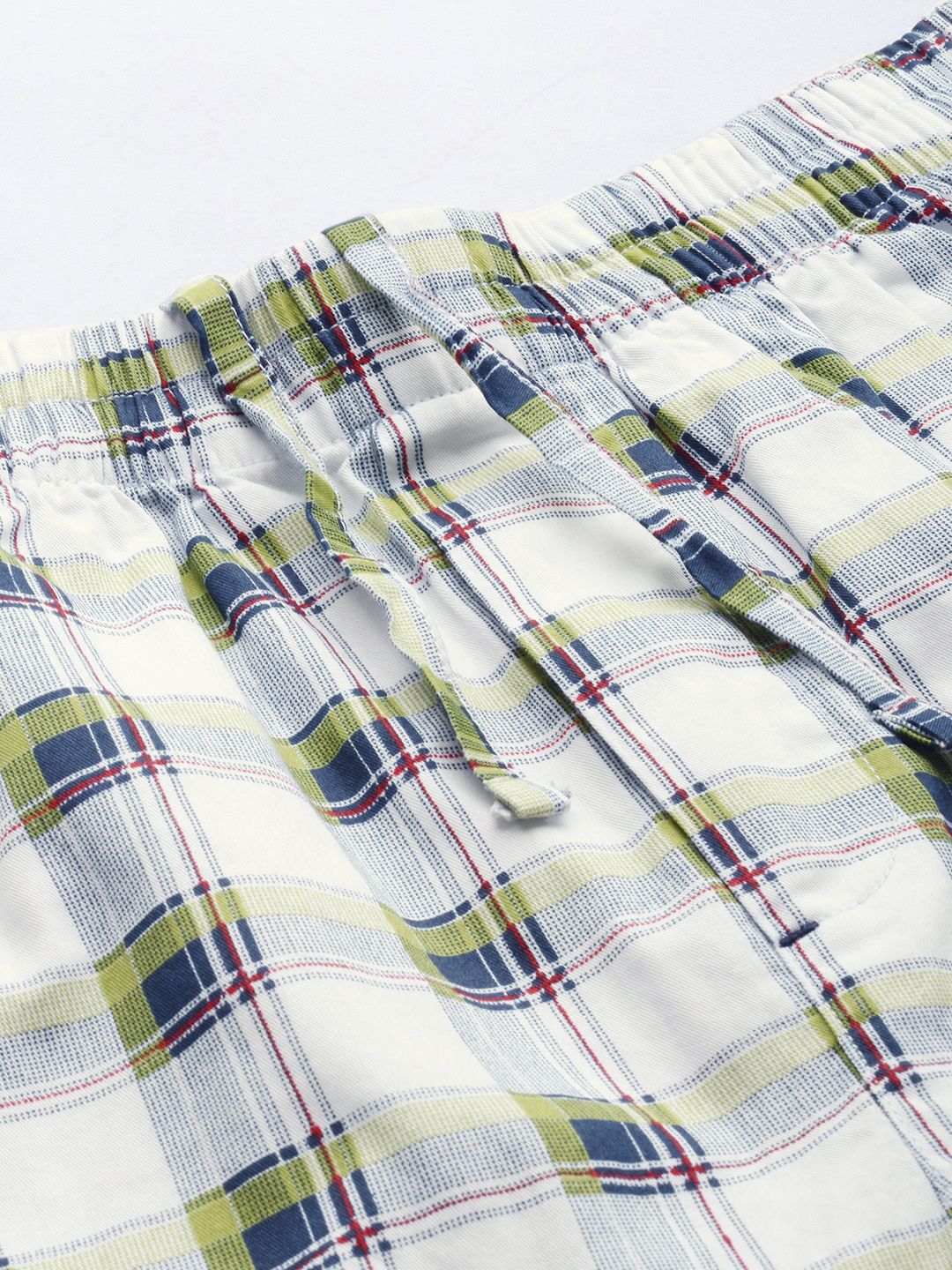 The Indian Garage Co Men White & Blue Checked Pure Cotton Boxers 0620-BXR06-07