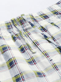 The Indian Garage Co Men White & Blue Checked Pure Cotton Boxers 0620-BXR06-07