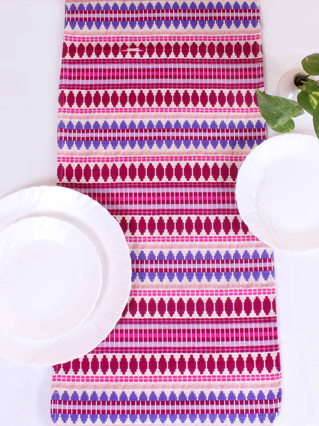 STITCHNEST Purple & Pink Striped Acrylic Table Runner