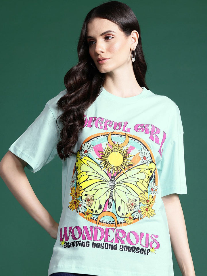 DressBerry Women Printed Drop-Shoulder Sleeves Pure Cotton T-shirt