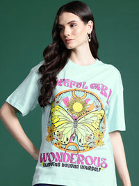 DressBerry Women Printed Drop-Shoulder Sleeves Pure Cotton T-shirt