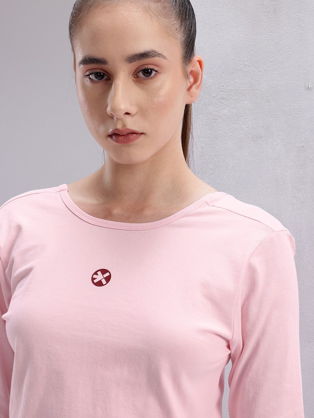 HRX by Hrithik Roshan Women Twisted Back Pure Cotton Crop Yoga T-shirt