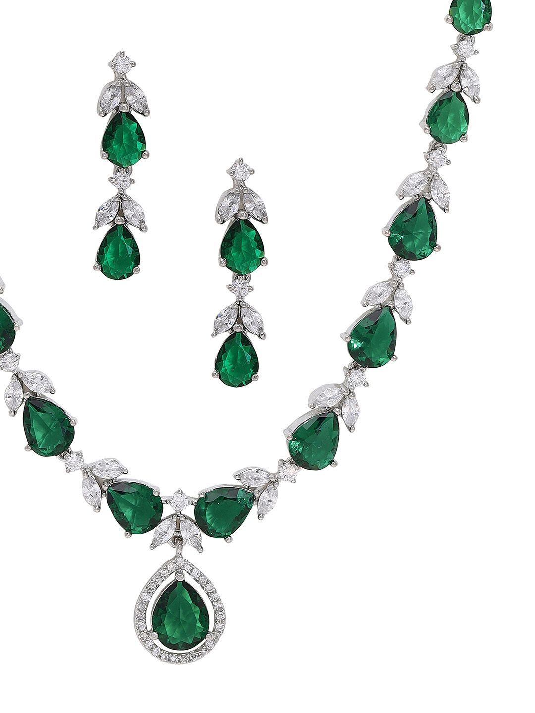 Priyaasi Silver-Plated AD-Studded Jewellery Set