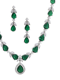 Priyaasi Silver-Plated AD-Studded Jewellery Set