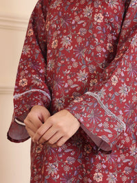 Varanga Floral Printed Shirt Collar Flared Sleeves Casual Tunic With Trousers