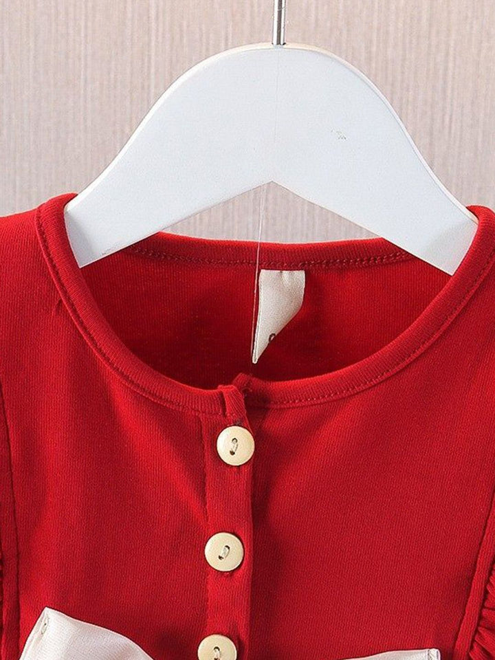 YK Girls Cotton Round Neck Embellished Fit & Flare Dress