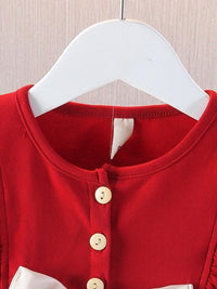 YK Girls Cotton Round Neck Embellished Fit & Flare Dress