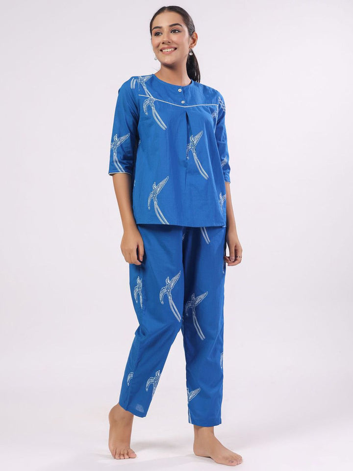 SANSKRUTIHOMES Women Printed Pure Cotton Night suit