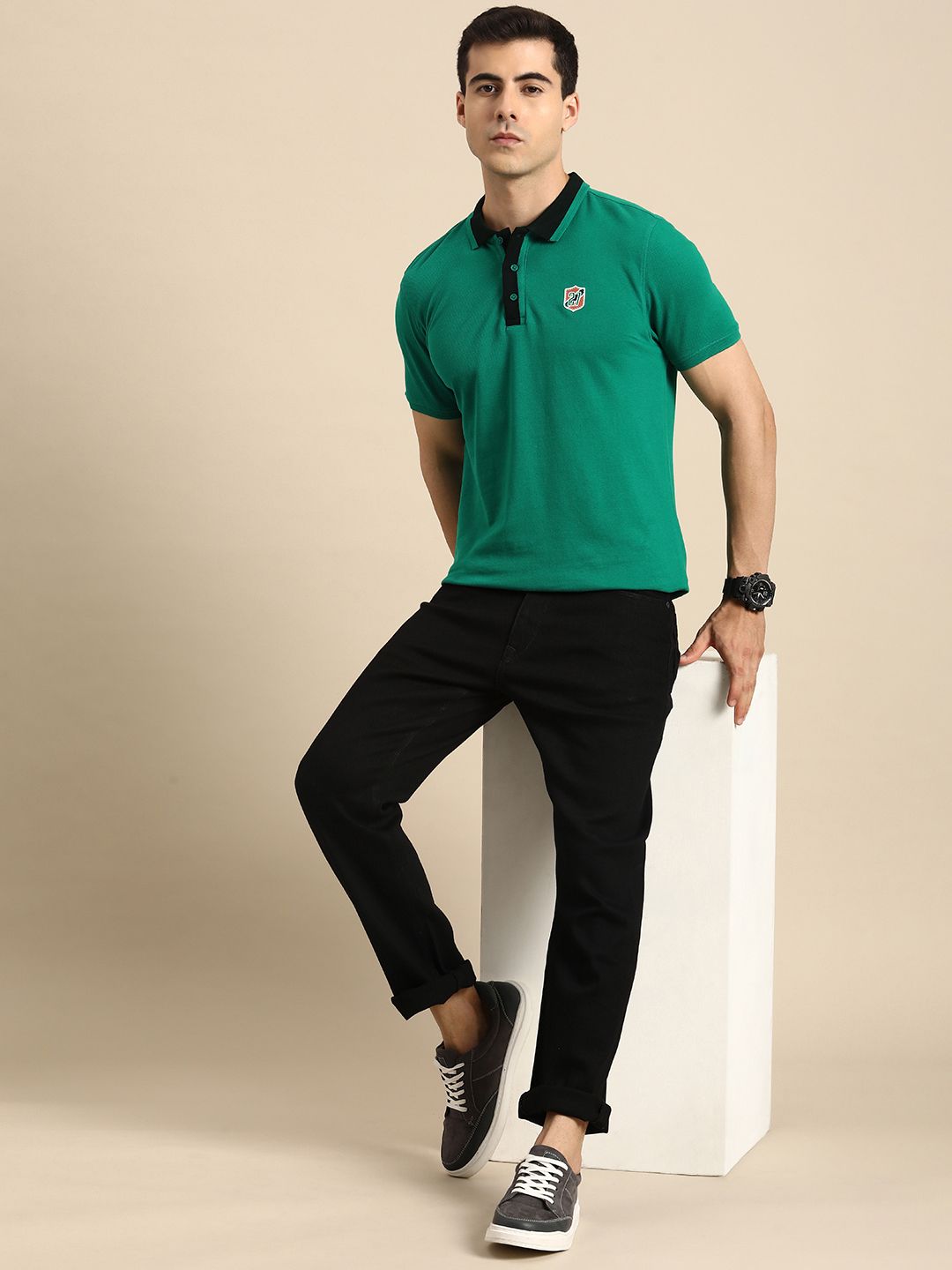Menjadi T-Shirt Kapas Polo Lelaki Manusia