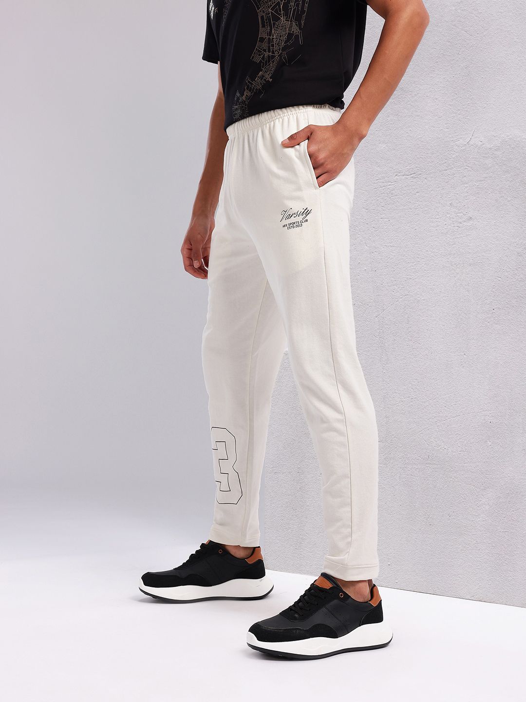 HRX by Hrithik Roshan Men Typography Print Mid-Rise Lifestyle Track Pants