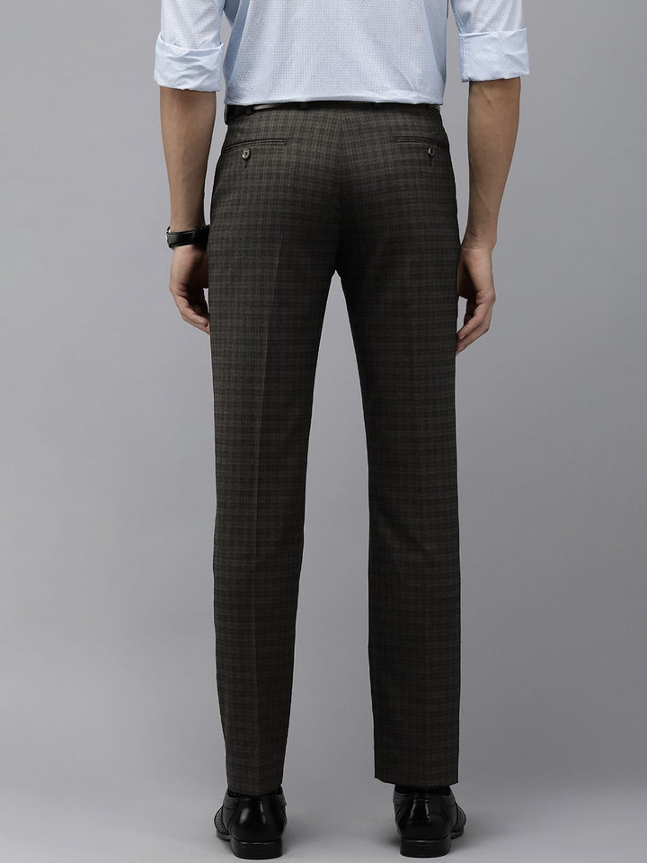 Park Avenue Men Mid-Rise Checked Smart Trousers