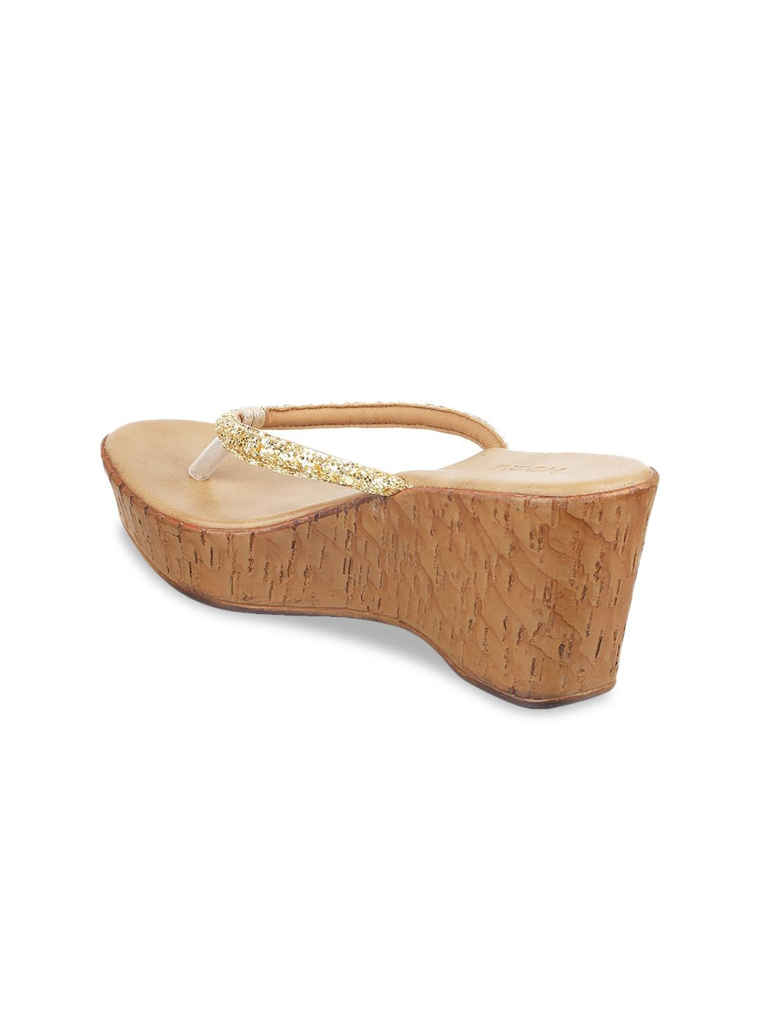 Mochi Gold-Toned Embellished Wedge Sandals