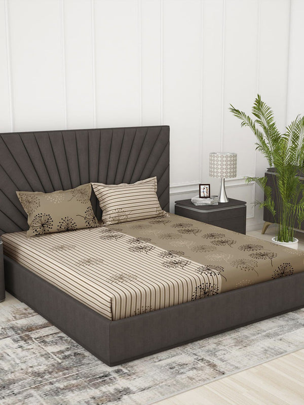 Story@home Printed 186 TC Cotton Queen Bedsheet with 2 Pillow Covers