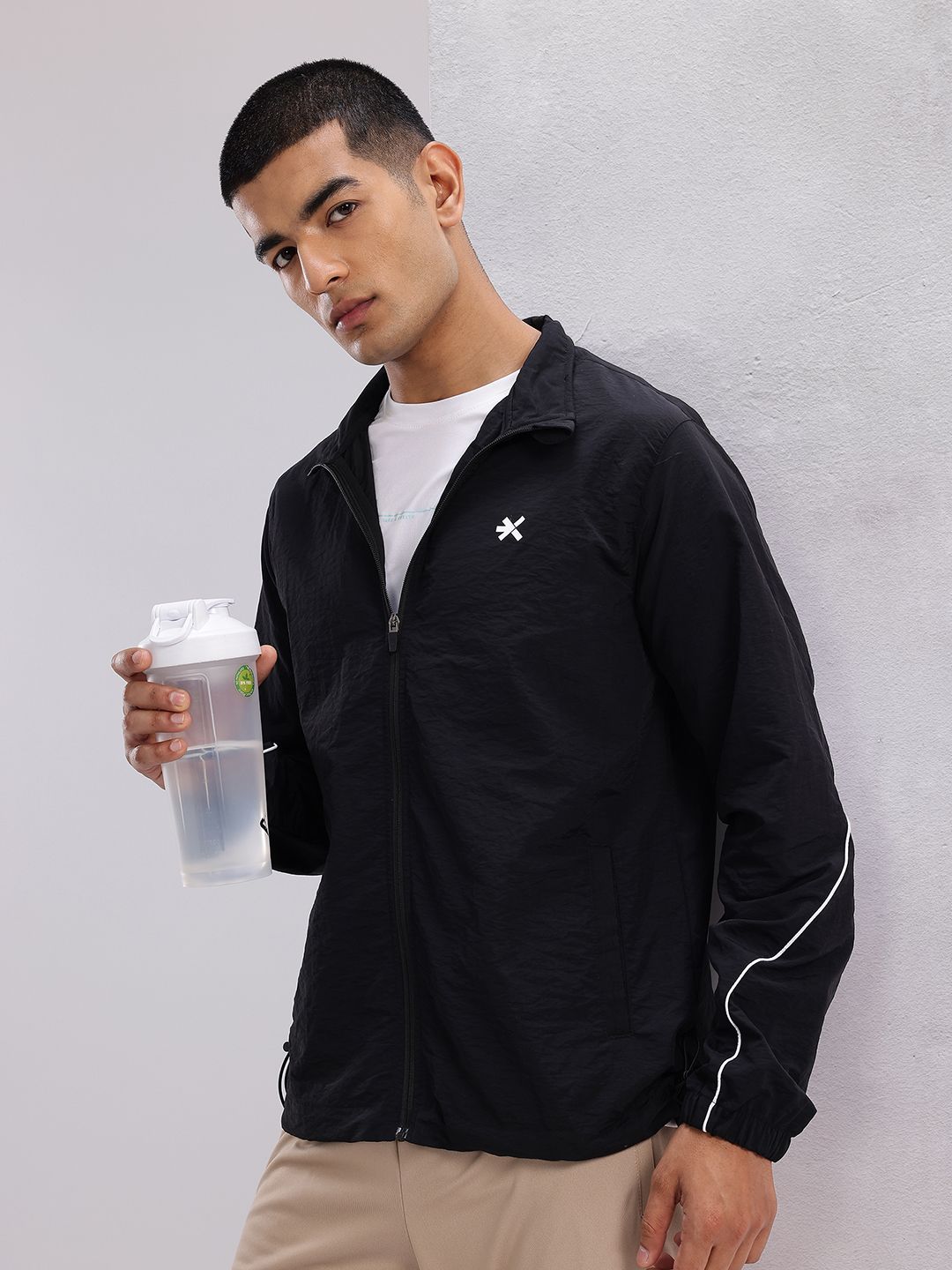 HRX by Hrithik Roshan Mock Collar Rapid-Dry Running Jacket with Toggle Hem