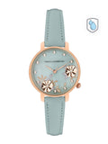 French Connection Women Blue Embellished Dial & Blue Leather Straps Analogue Watch FC21LU