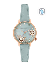 French Connection Women Blue Embellished Dial & Blue Leather Straps Analogue Watch FC21LU