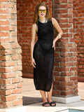 SASSAFRAS Crochet Round Neck Sleeveless Beach Cover-up Maxi