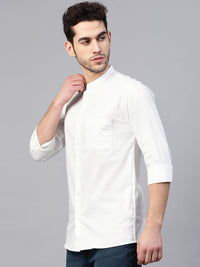 DENNISON Men White Smart Slim Fit Solid Water & Stain Repellent Casual Shirt