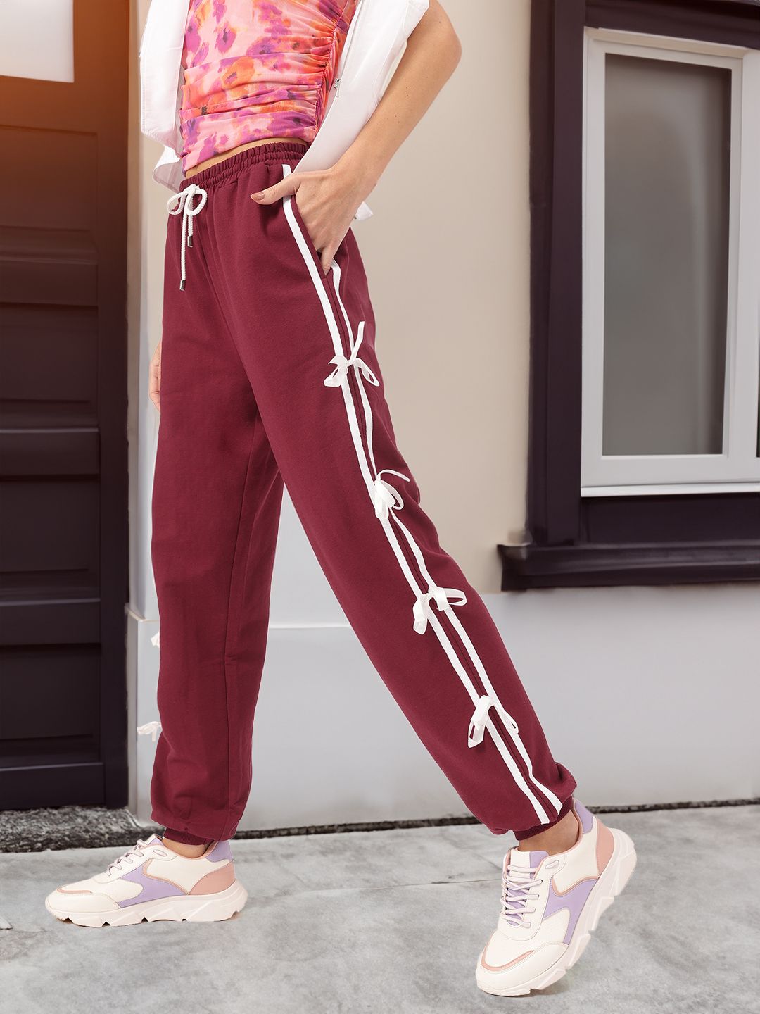 DressBerry Women Snuggle Chic Bow Trims Joggers