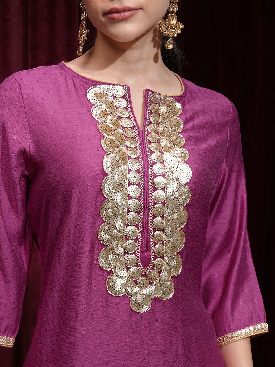 Vishudh Sequinned Embellished Straight Kurta