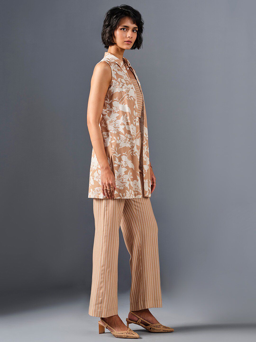 AND Striped Top With Trouser & Printed Jacket Co-Ords