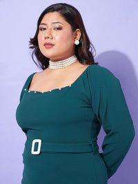 SASSAFRAS Curve Plus Size Sheath Midi Dress