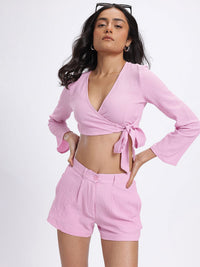 DressBerry Textured Super Crop Wrap Co-Ords