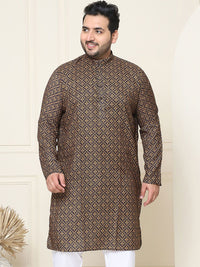 SOJANYA PLUS Ethnic Motifs Printed Band Collar Pure Cotton Straight Kurta