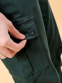 The Indian Garage Co Men Teal Blue Slim Fit Cargos Trousers