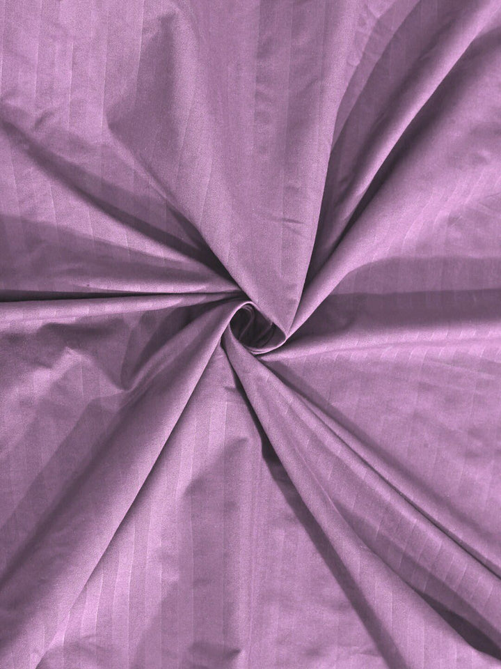 KLOTTHE Pink Striped Cotton 300 TC King Fine Bedsheet with 2 Pillow Covers-98 x 89 inches
