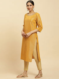 W Woven Design Thread Work Straight Kurta