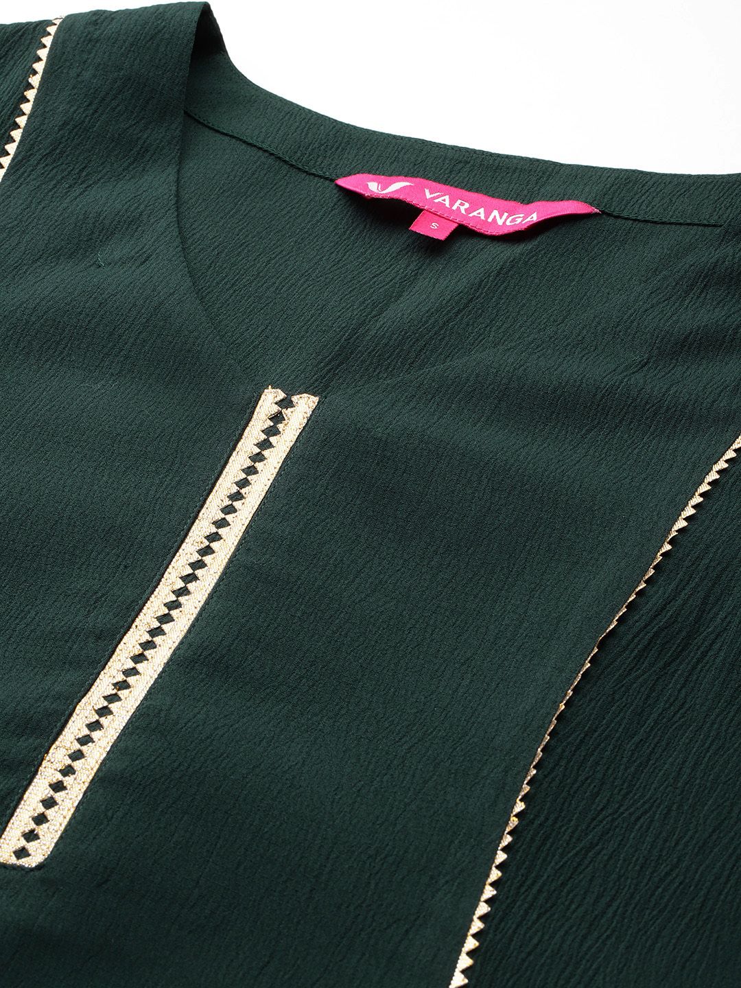 Varanga Panelled Gotta Patti Silk Crepe Kurta With Trousers & Dupatta