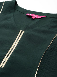 Varanga Panelled Gotta Patti Silk Crepe Kurta With Trousers & Dupatta
