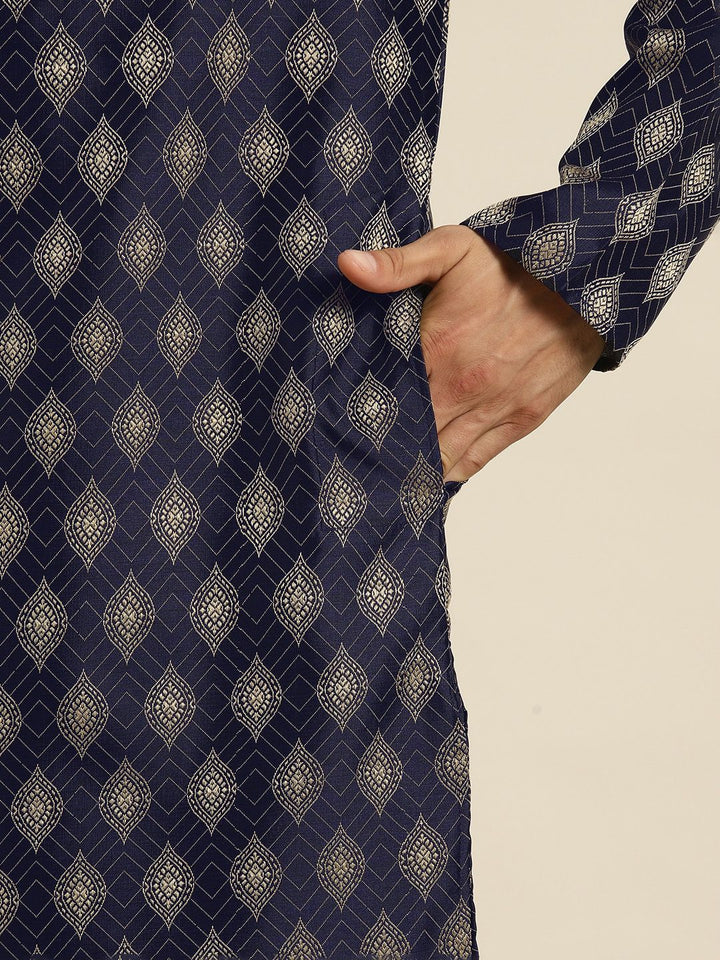 SOJANYA Ethnic Motifs Silk Cotton Indigo Kurta