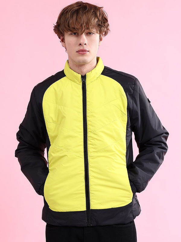 The Indian Garage Co Men Colourblock Zip-Front Regular Fit Bomber Jacket