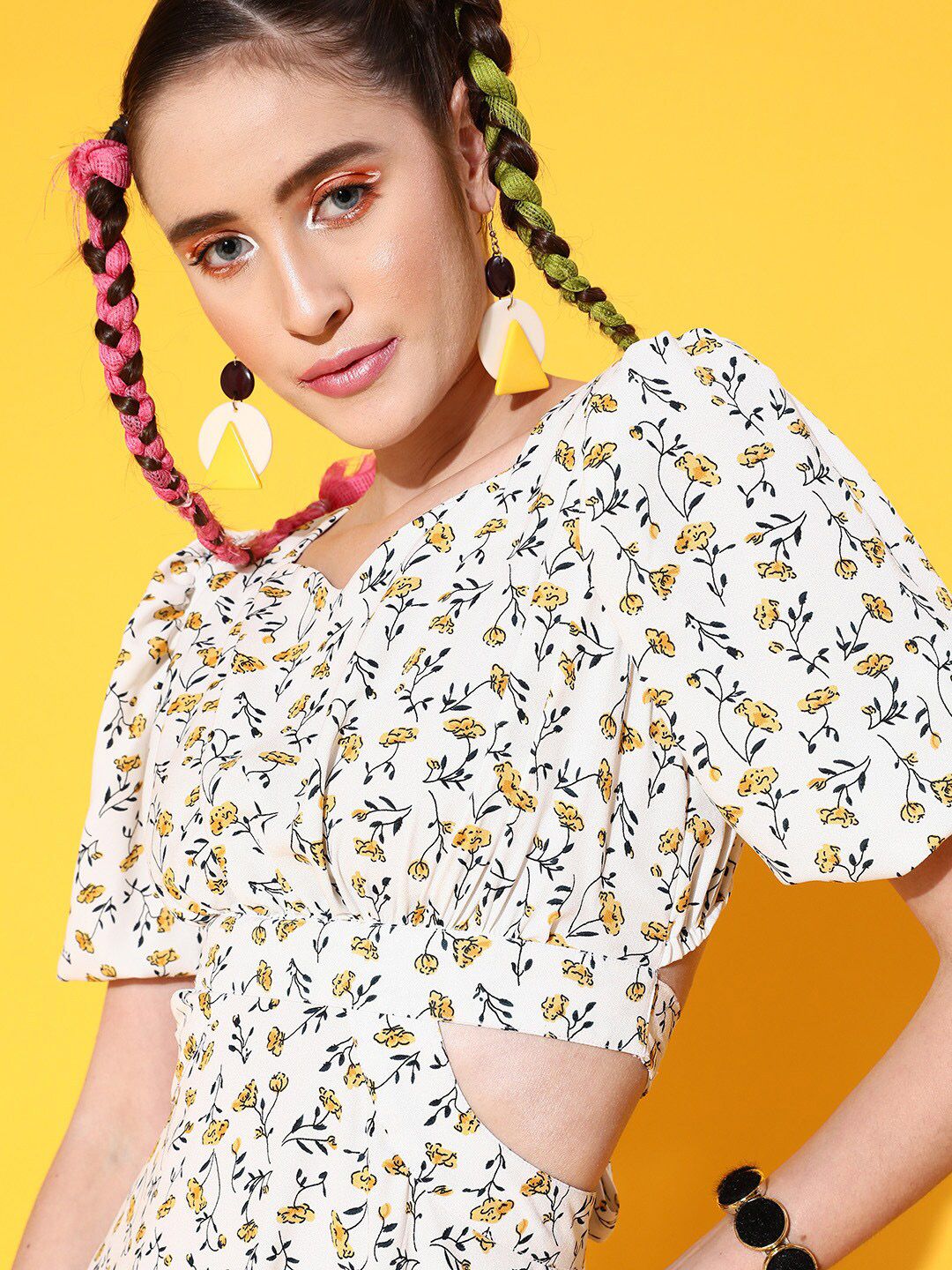 STREET 9 Women Bright Yellow Conversational Dress
