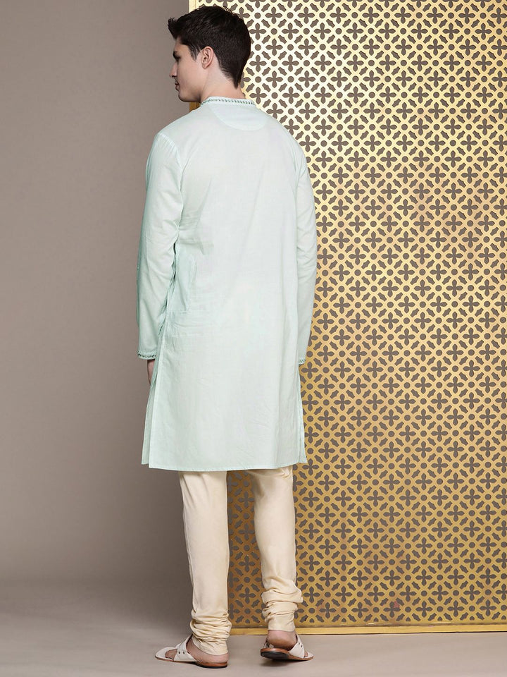 House of Pataudi Mirror Embroidery Jashn Kurta with Pintucks