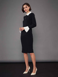 SASSAFRAS worklyf Shirt Collar Sheath Dress