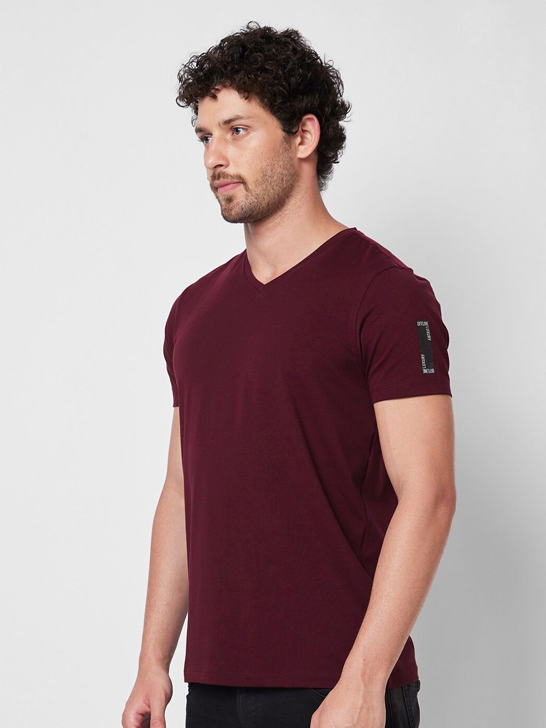 SPYKAR V-Neck Short Sleeves Cotton Slim Fit T-shirt