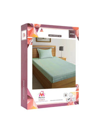 Myntra Elegant Homes Green Geometric 300 TC Single Bedsheet with 1 Pillow Covers